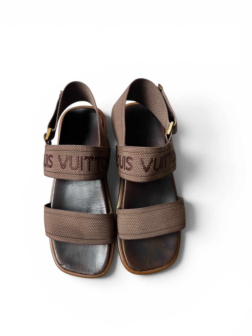 Louis Vuitton Embroidered Accent Slingback Sandals 39 1/2